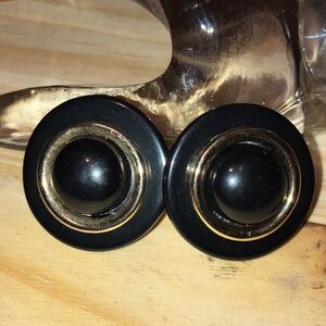 Vintage Ginnie Johansen GJD Elegant Black & Gold Clip On Earrings Vintage